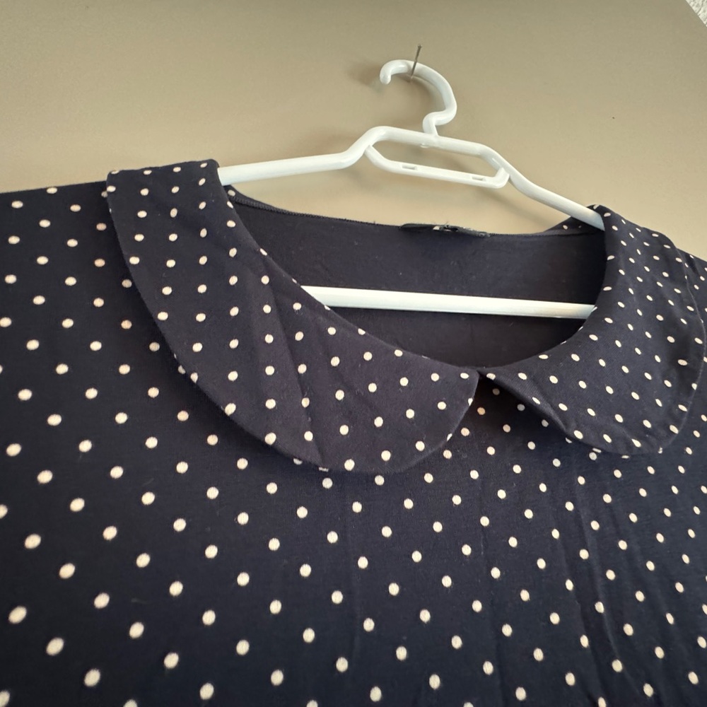 HOBBS - Polka dots Peter Pan collar top Navy XL